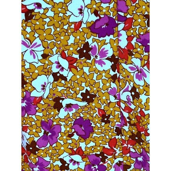Ann Taylor XS Floral V-Neck Blouse Retro Short Sleeve Yellow Pink New - Picture 4 of 8